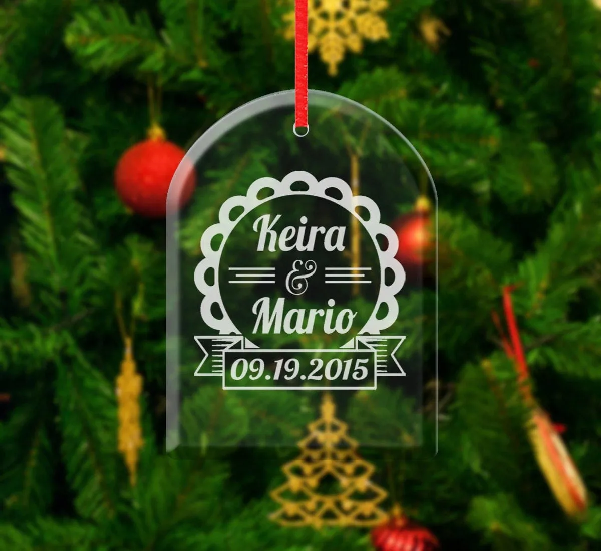 Wedding Christmas Ornaments Personalized Couple Christmas Gift Love Engraved Names Date Wedding Married Engagement Newlywed Engagement